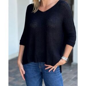 black oversized knit sweater 3/4 sleeve - one size